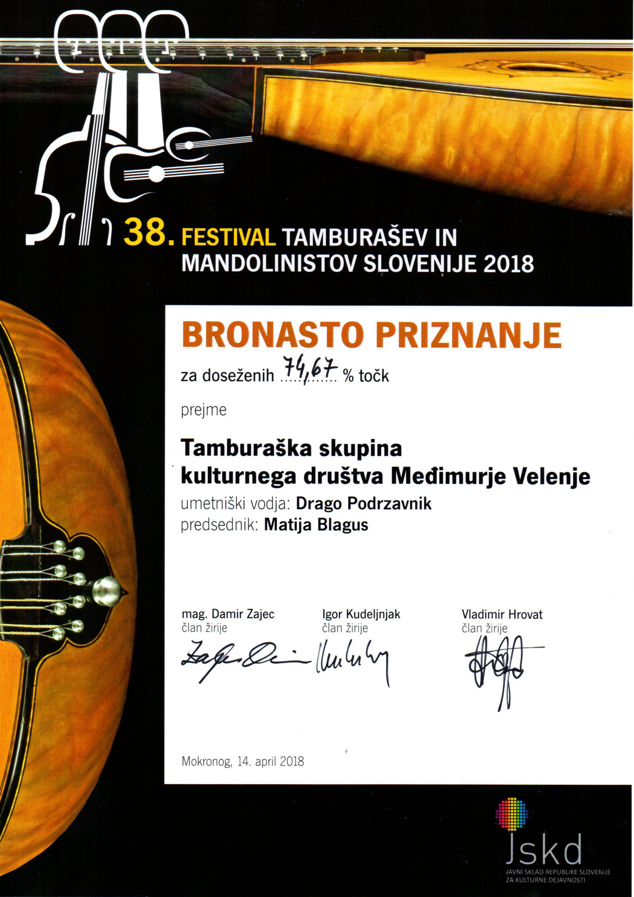 38. festival tamburašev in mandolinistov Slovenije 2018