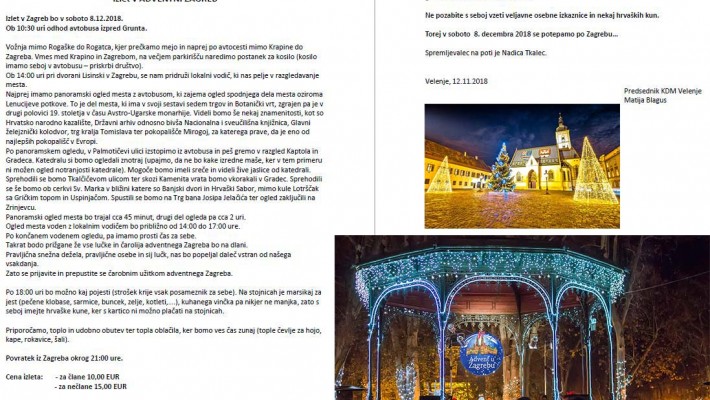 Izlet v ADVENTNI ZAGREB